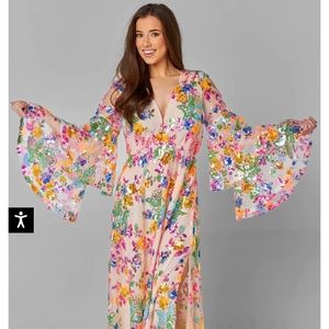 BUDDY LOVE- COLETTE LONG SLEEVE MAXI DRESS - PARADISE